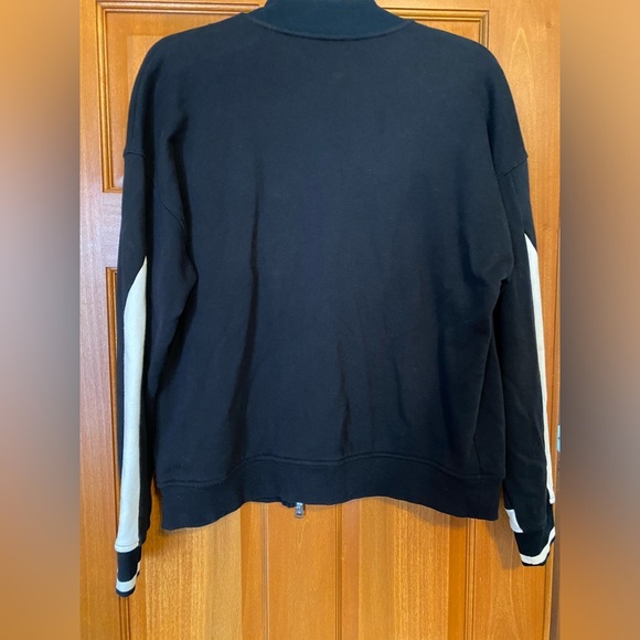 Lauren Ralph Lauren Track Jacket Women’s Medium Full Zip Black White Cotton - Picture 8 of 11